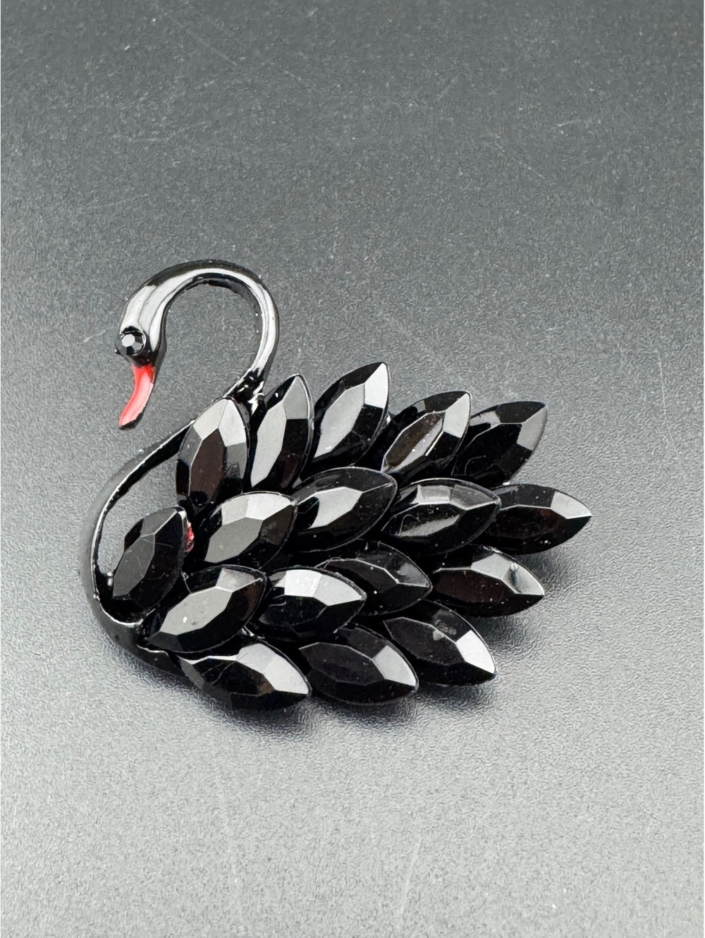Black Swan Pave Crystal Brooch Pin